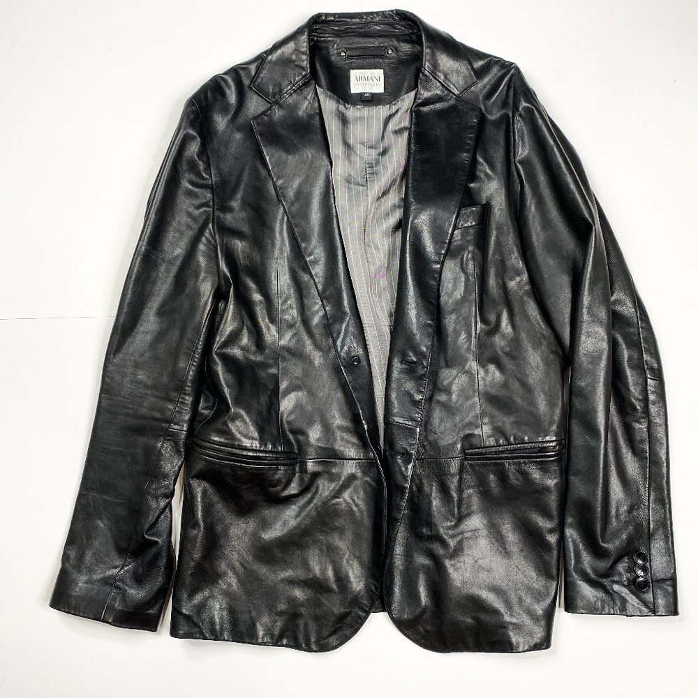 Armani Collezioni black lambskin leather jacket
